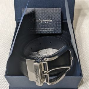 Montegrappa Saffiano Leather Reversible Blue/Black Belt